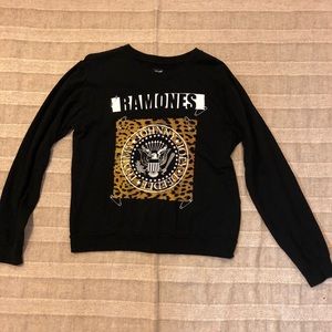 Black and leopard print Ramones crew neck